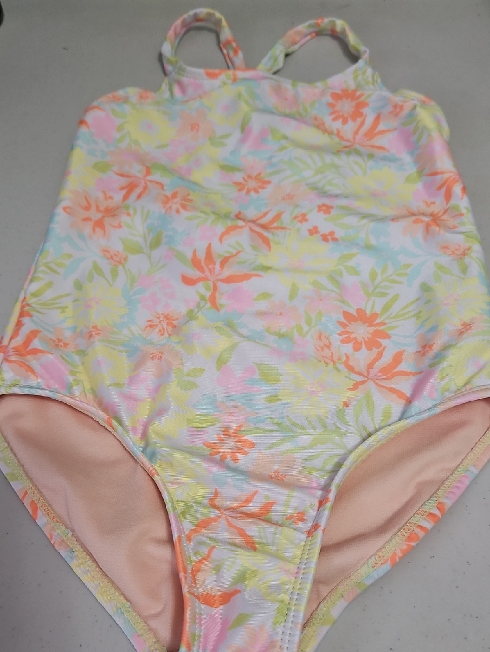 Colorful Swimsuit Onepiece Yellow Orange Pink S6/6X Like New